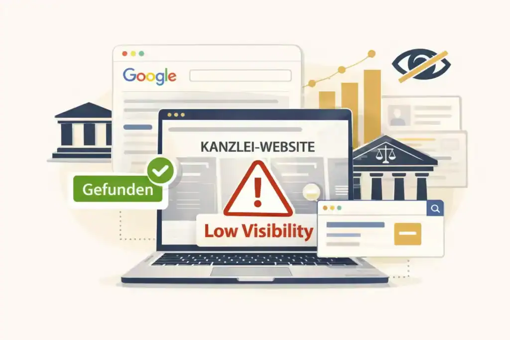 Kanzlei-Website wird von Google bewertet, ist aber in den Suchergebnissen kaum sichtbar